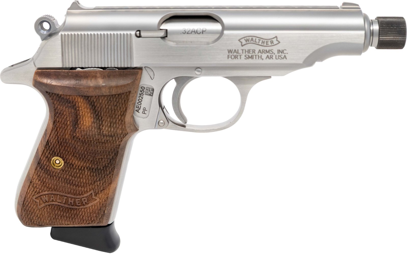 Walther PP PP 32 AP Manufactured in Fort Smith/ AR 8+1 3.9 Threaded 1/2 x 28 Stainless - Walther - 32 APManufacturer