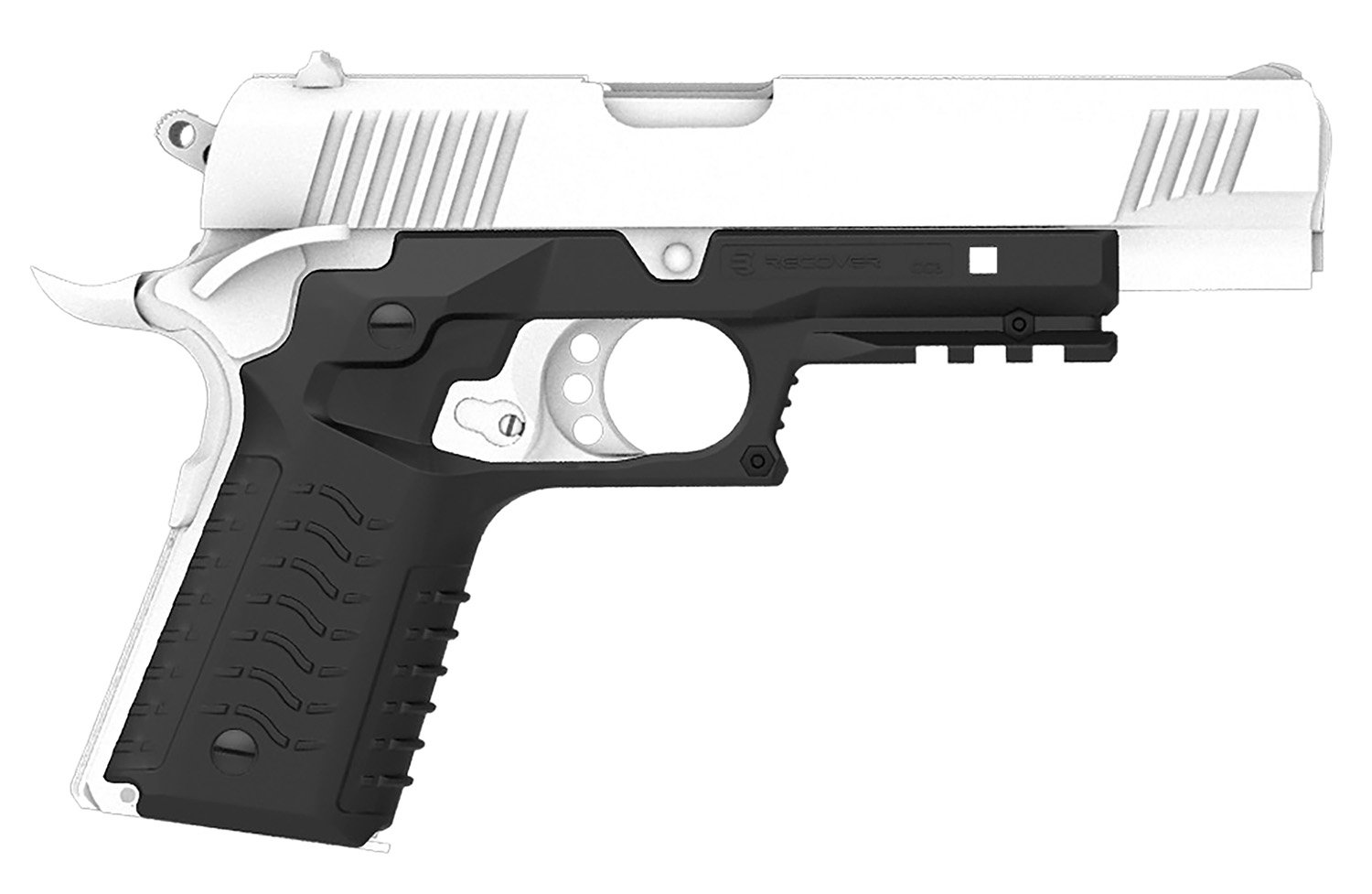 Recover Tactical CC3H-01 Black Polymer Grip & Rail System for 1911 Pistols