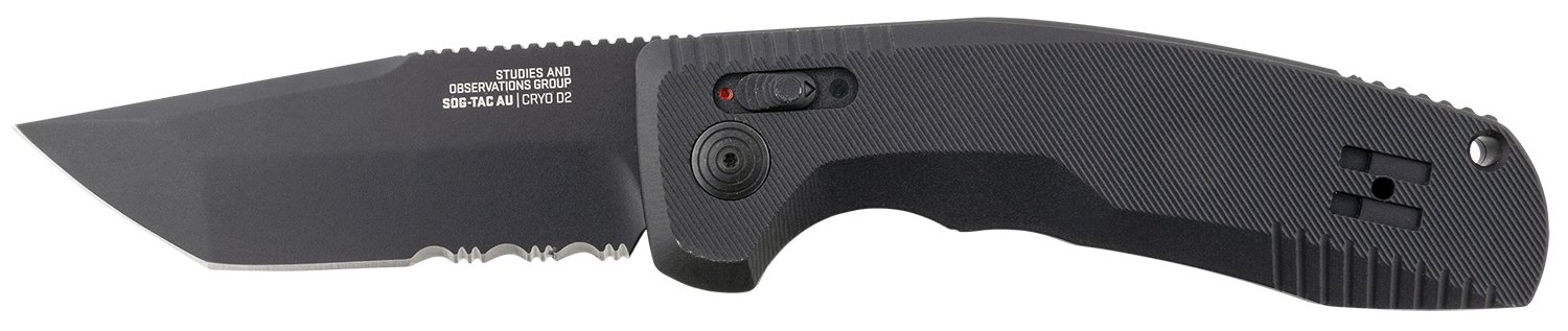SOG SOG15380457 SOG-TAC Auto 3.43" Tanto D2 Steel Blade Black Handle - SOG - TANTO