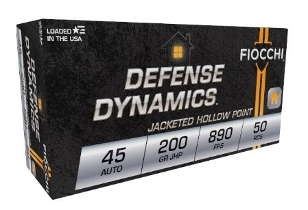 Fiocchi 45B500 Defense Dynamics 45 ACP Ammo 200GR JHP 50/box - Fiocchi - JACKETED HOLLOW POINT