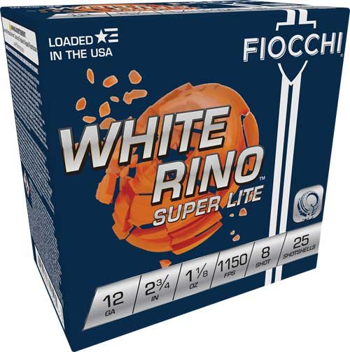 Fiocchi 12WRSL8 White Rino 12GA 2.75" 1-1/8oz #8 1150FPS 250rd Case - Fiocchi - 12