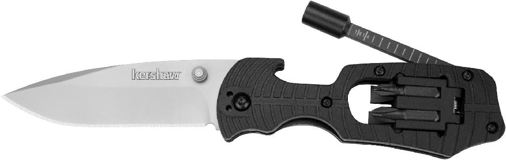KERSHAW 1920X Plain Edge Black, 4-PC Bit Set & Ruler, Hangable