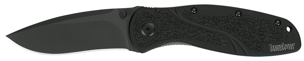 Kershaw 1670BLK Blur 3.4" Folding Knife, Black DLC Blade, Aluminum Handle - Kershaw - DROP POINT W/RECURVE