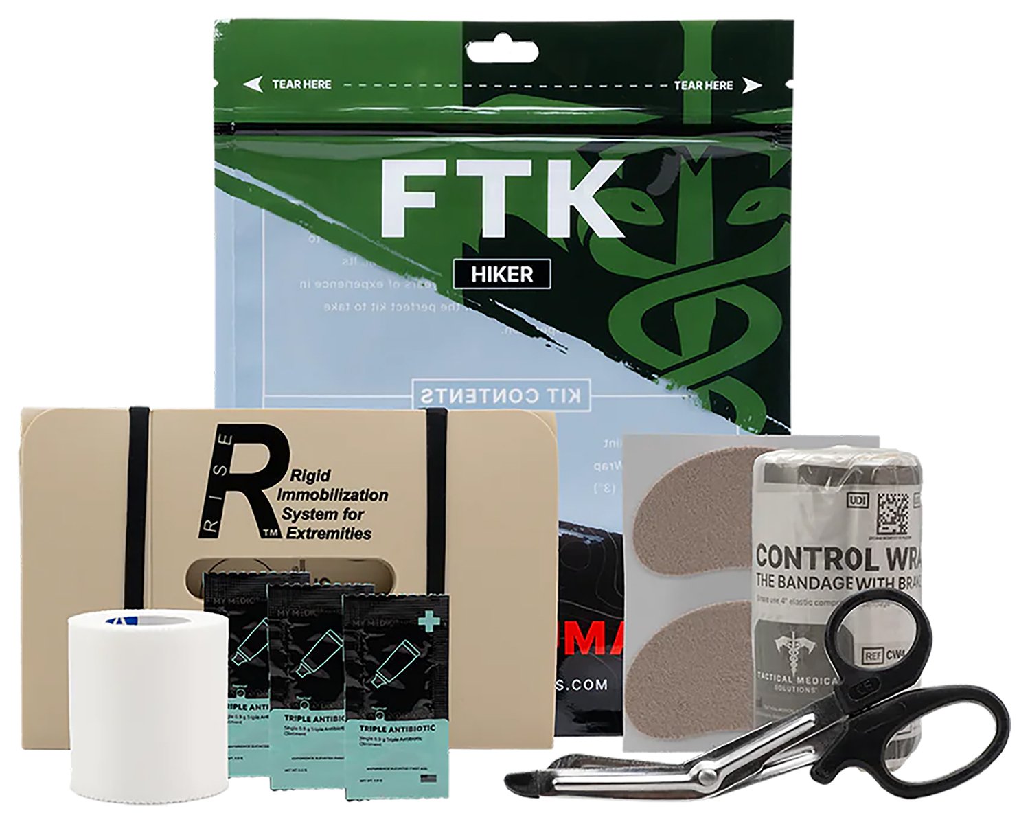 Hiker Field Trauma Kit - 10x8.13x3.5 Inches, 0.6lbs with RISE Splint, TacMed Wrap, Moleskin & More