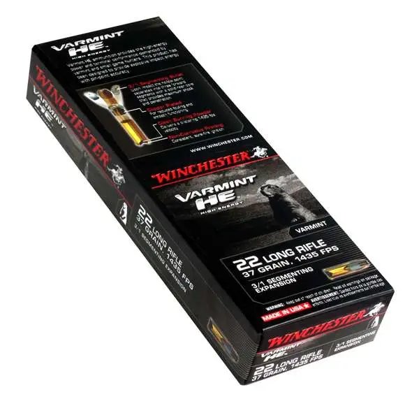 Winchester Ammo S22LRFSP Varmint HE 22 LR 37 gr 3/1 Segmenting Expansion 50 Bx/20 Cs
