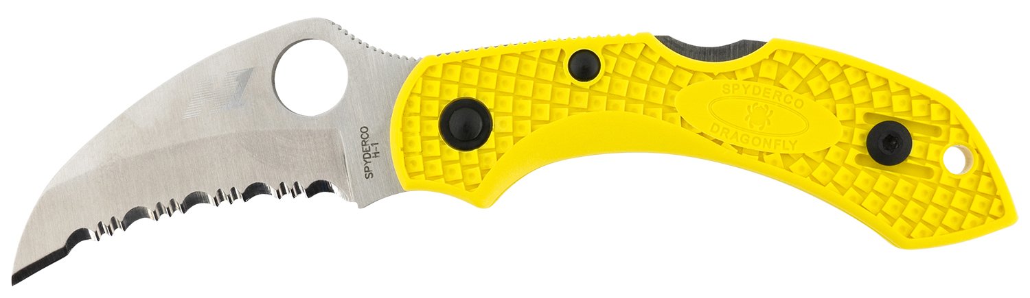 Spyderco C28SYL2HB Dragonfly 2 Salt 2.30" H2 Steel Serrated Knife Yellow
