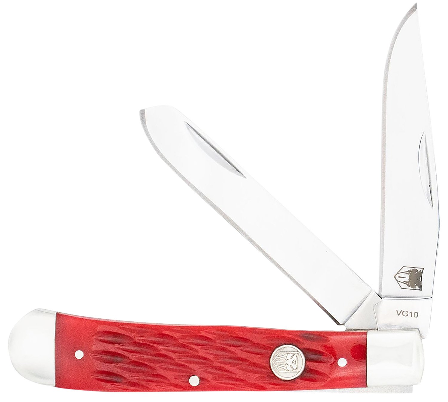 Cobratec CTTDTRPREDBN Trapper Two Blade G-10 Red/SS Slip Joint Knife - Cobra Enterprises of Utah - CLIP POINT/SPEY