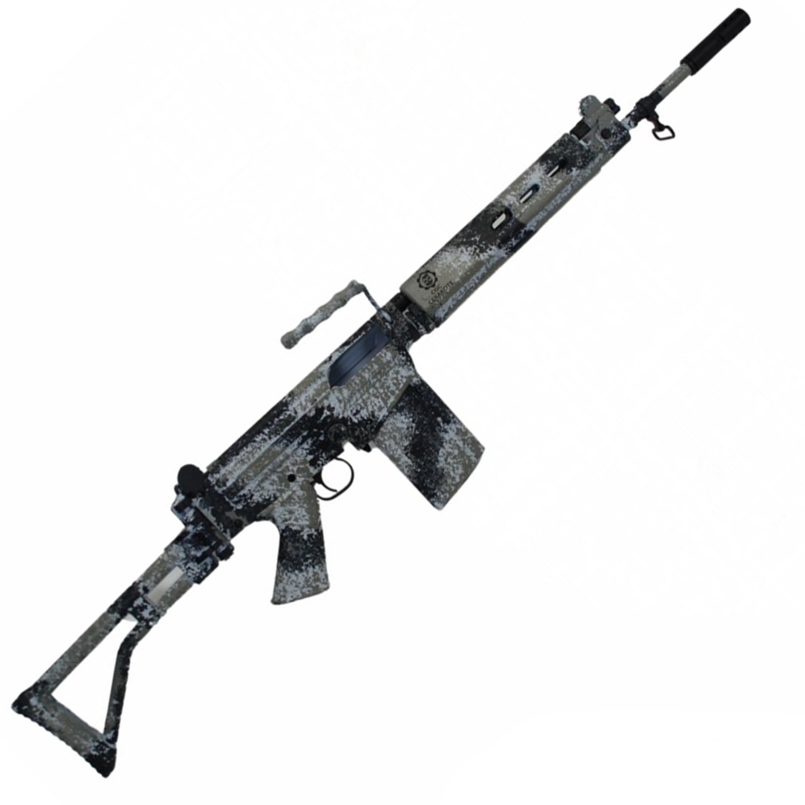 SA58 FAL .308 18" Bush Tracker Side fold stock Traditional profile barrel Custom Camo finish Arctic camo - DS Arms