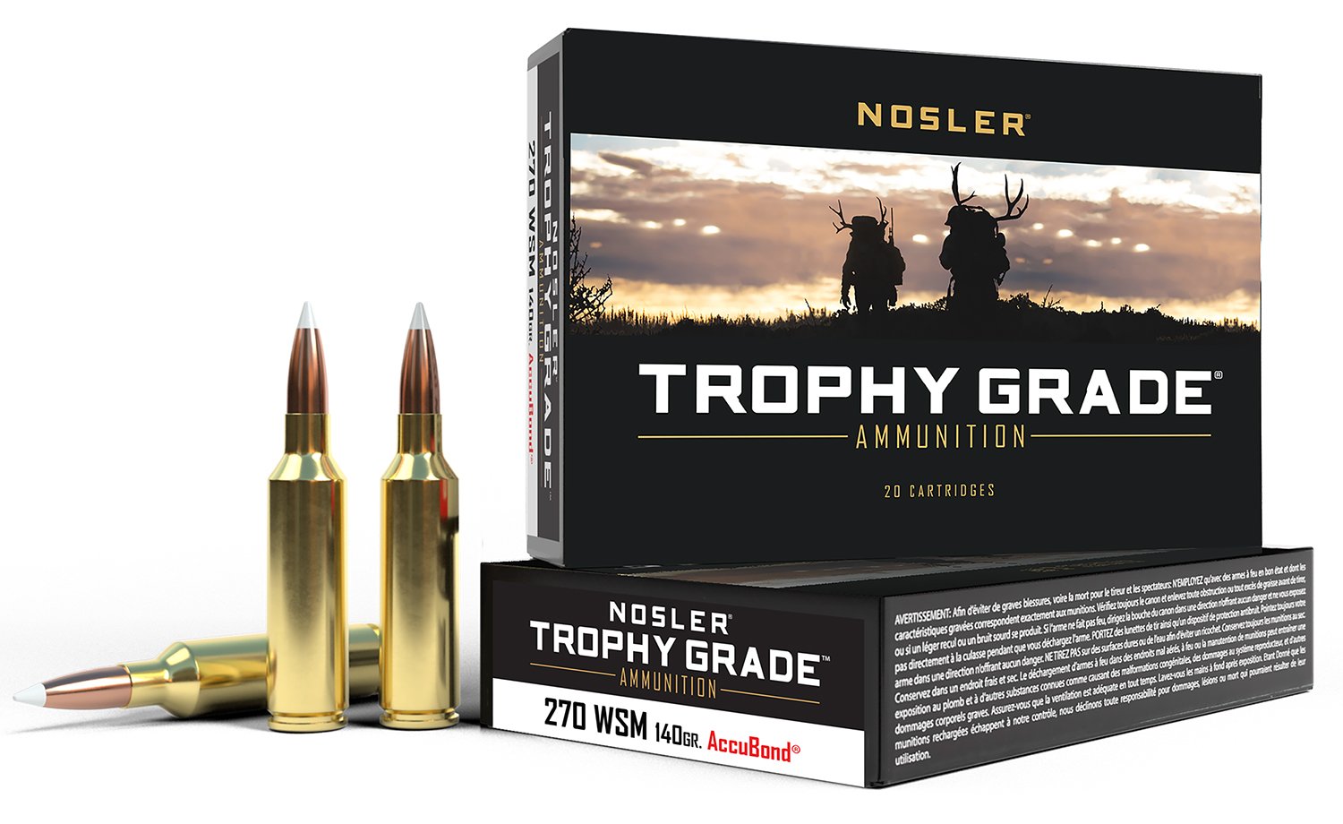 Nosler 60030 Trophy Grade Hunting 270 WSM 140 gr AccuBond 20 Per Box/ 10 Cs
