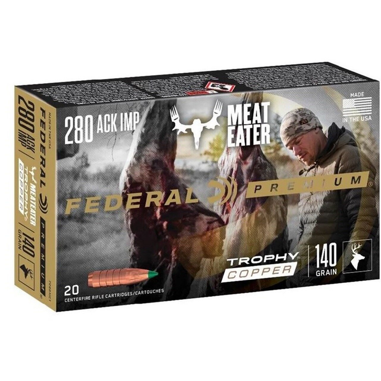 Federal P280AITC1 280 Ackley 140gr Trophy Copper Rifle Ammo 20 Rounds - Federal Premium Ammunition - TROPHY COPPER