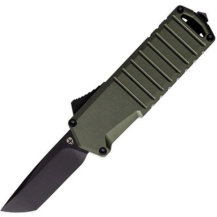 A2 Badger A2ST6ODD2BK2A1 OTF Knife, Tanto Blade, Aluminum Handle