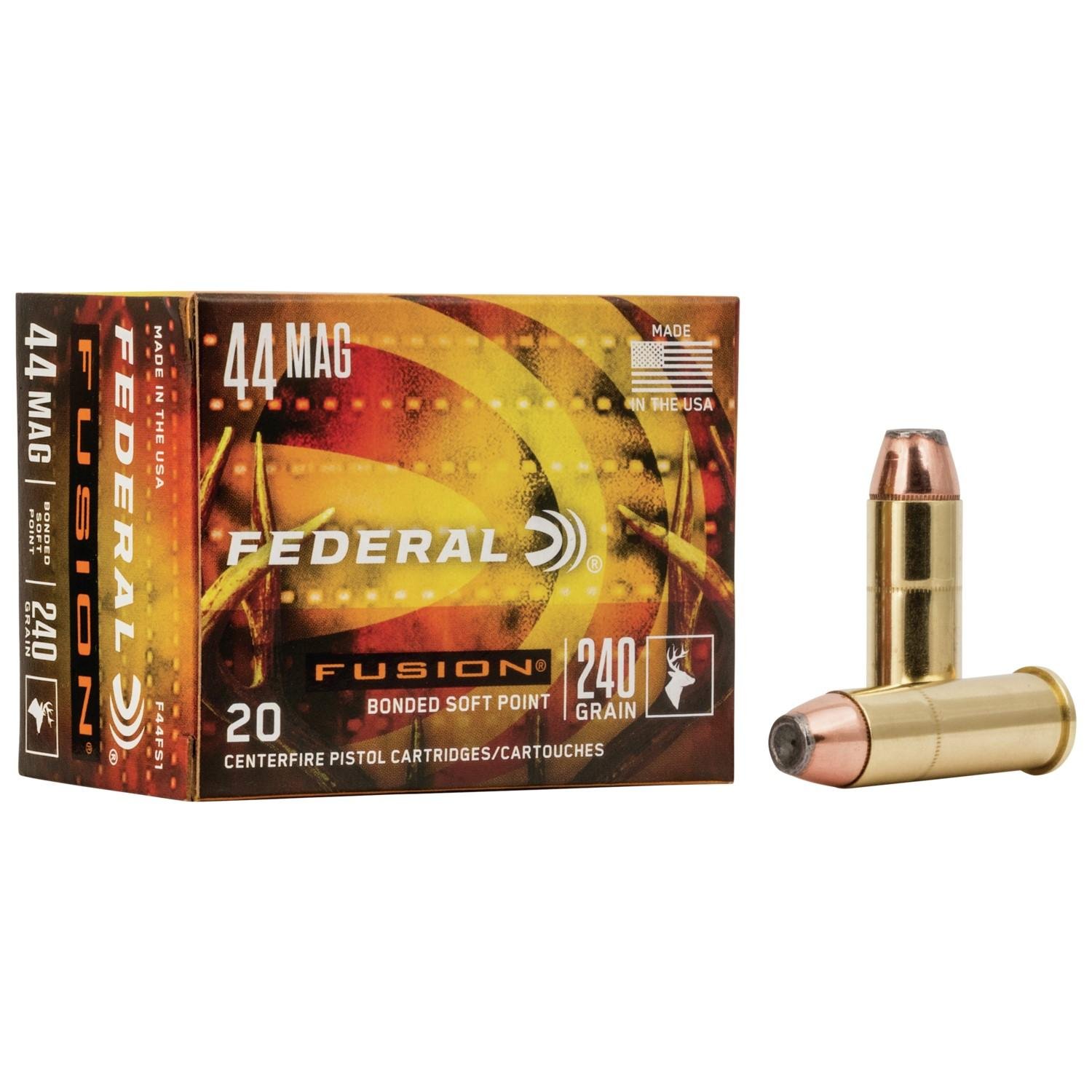 Federal F44FS1 Fusion Handgun 44 Rem Mag 240 Grain 20 Rounds Box - Federal Premium Ammunition - FUSION SOFT POINT