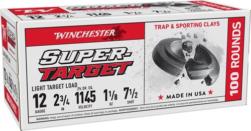 Winchester TARGET 12GA 2.75" 1-1/8OZ #7.5 1145FPS 200RD CAS