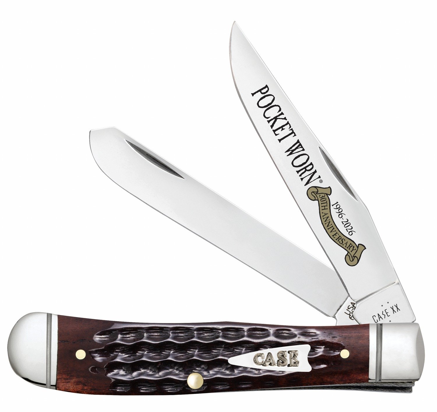 CASE 55231 POCKET WORN MAHOGANY BONE MINI TRAPPER - Case Cutlery