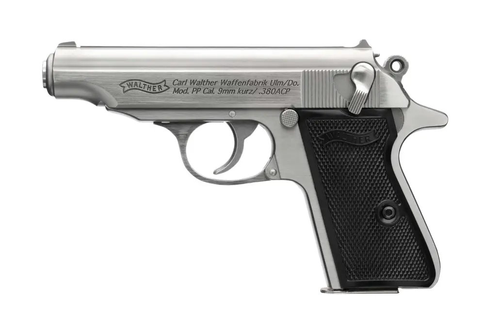 Walther PP 380ACP Stainless 7RD Black Synthetic Grips - Walther - 380 ACP