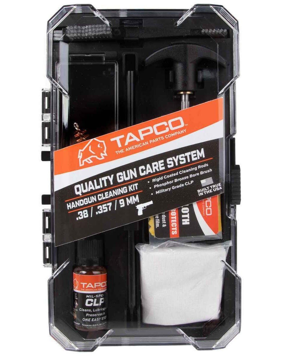 Tapco TAP22080 Handgun Cleaning Kit 38/357/9mm Black - Tapco - .38/.357/9mm