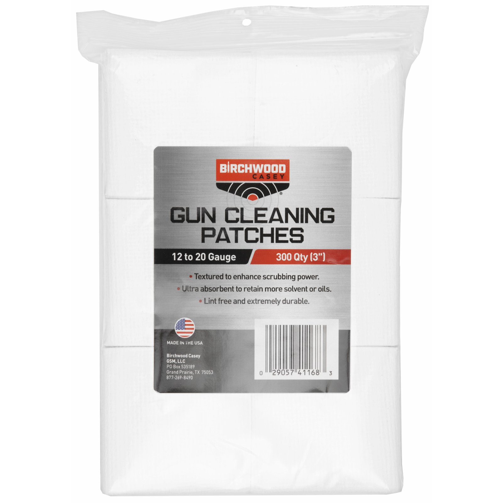 Birchwood Casey Cloth Patch 3" Square 300 Pack 41168 - Birchwood Casey - 3"