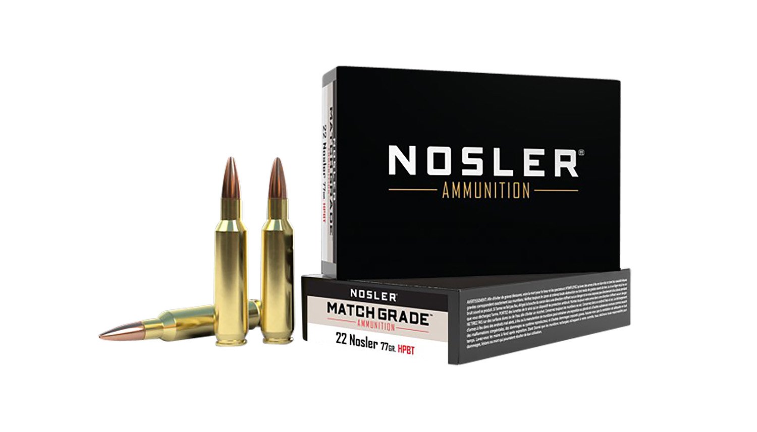 Nosler 60016 Match Grade 22 Nosler 77 Grain Hollow Point 20 Rounds - Nosler - CUSTOM COMPETITION HOLLOW POINT BOAT TAIL