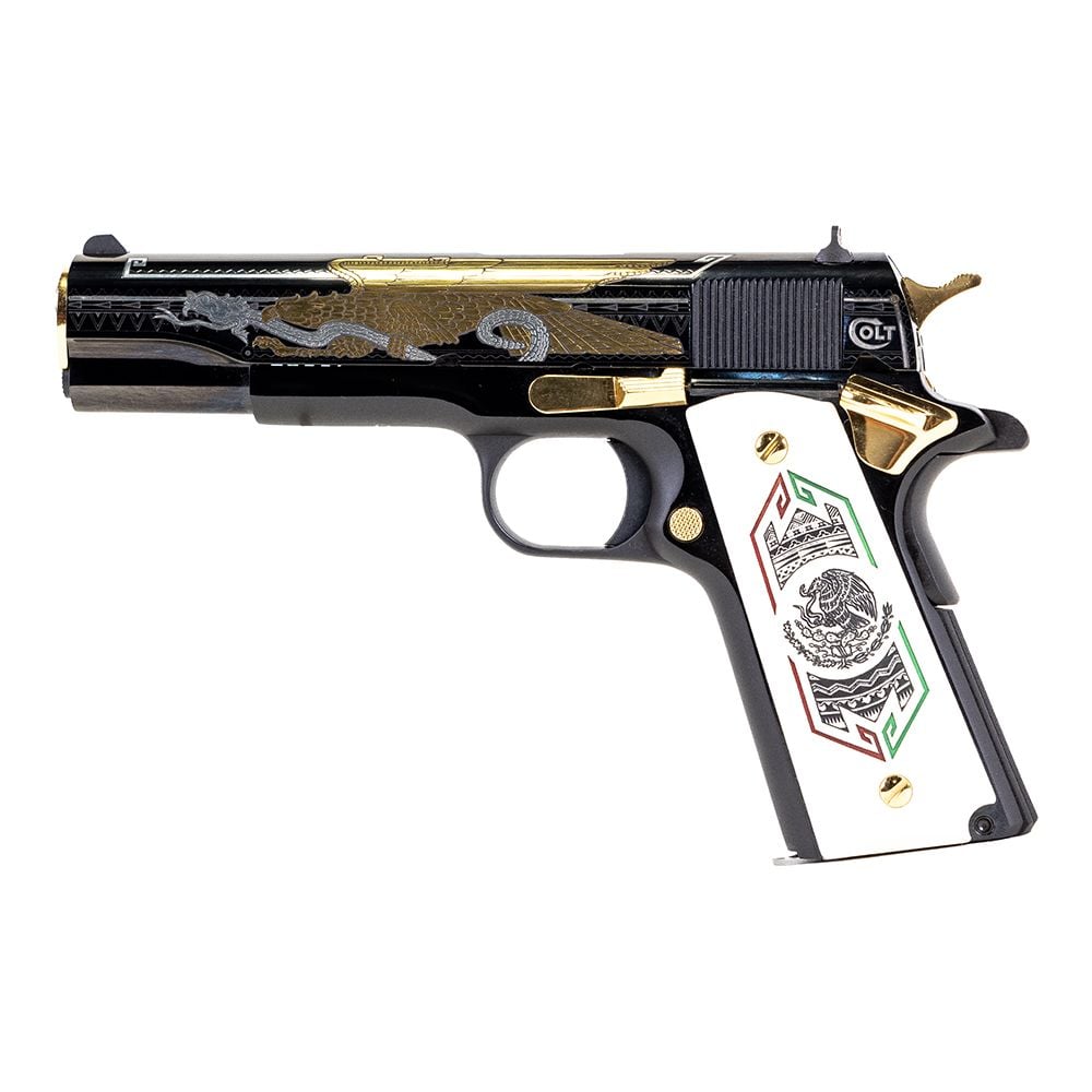 Colt 1911 Bandera De Mexico .38 Super 5" 8+1 Blued Engraved 1 of 500 O1911C-38-BDB - View 2