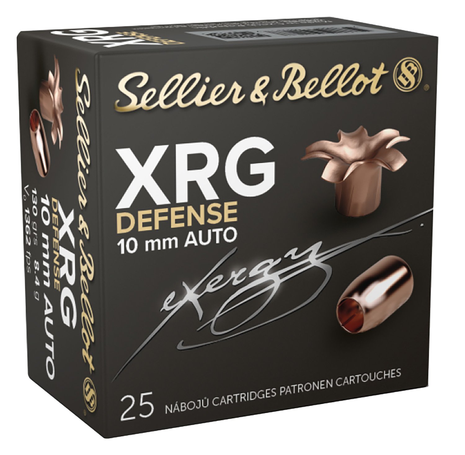 Sellier & Bellot SB10XA 10mm Auto 130gr Solid Copper HP Ammo 25 Rounds - Sellier & Bellot - SOLID COPPER HOLLOW POINT