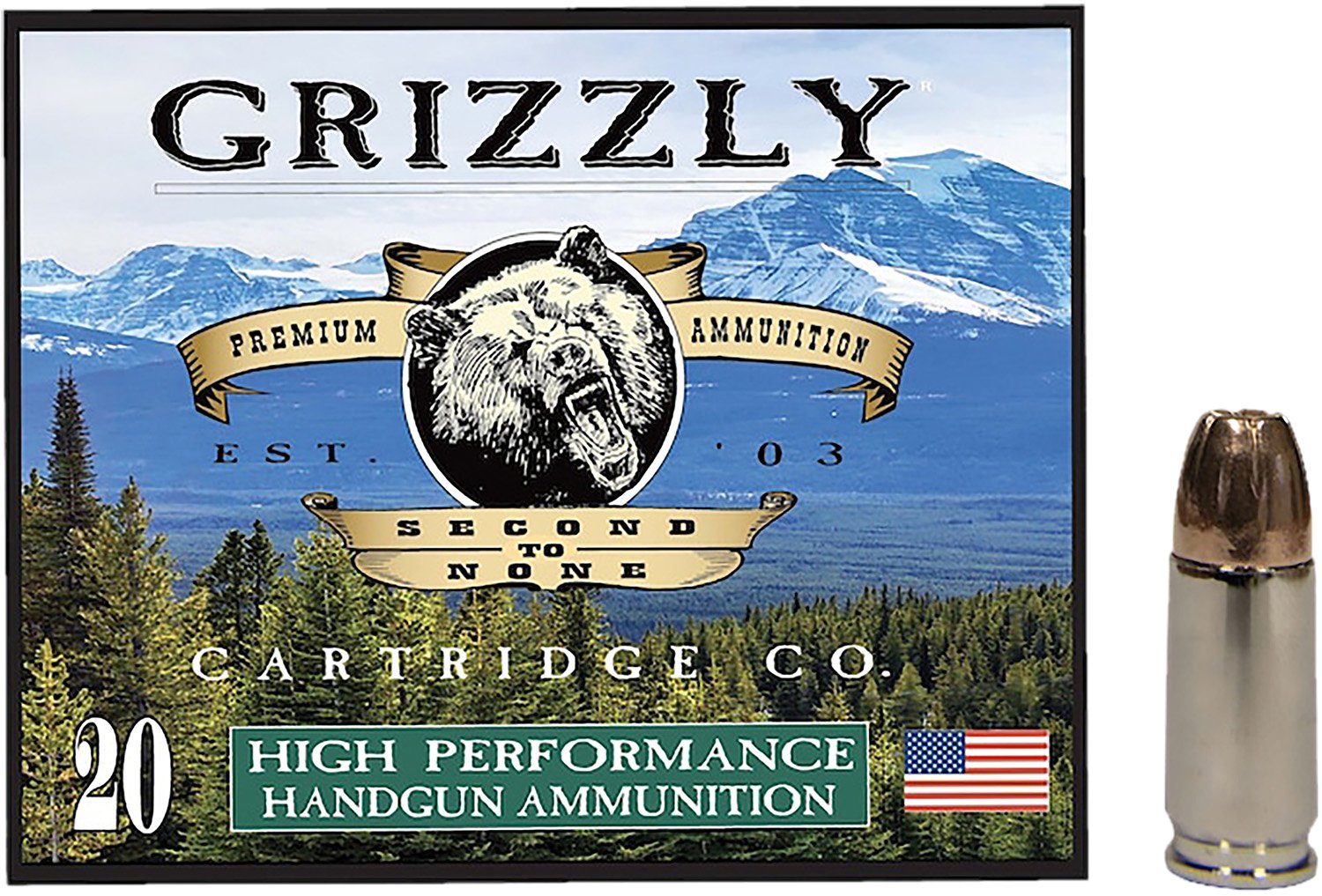 Grizzly GC9+P+CM10 9mm+P 124gr JHP Ammo 20/Box 1275fps 448ft-lbs - GRIZZLY - 9mm Luger (9x19 Parabellum)