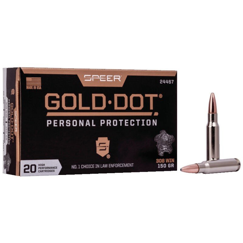Speer Gold Dot .308 Winchester 150gr Soft Point Rifle Ammo - Industry-Leading Performance, 20 Rounds - Federal Premium Ammunition - 308 WINCHESTER