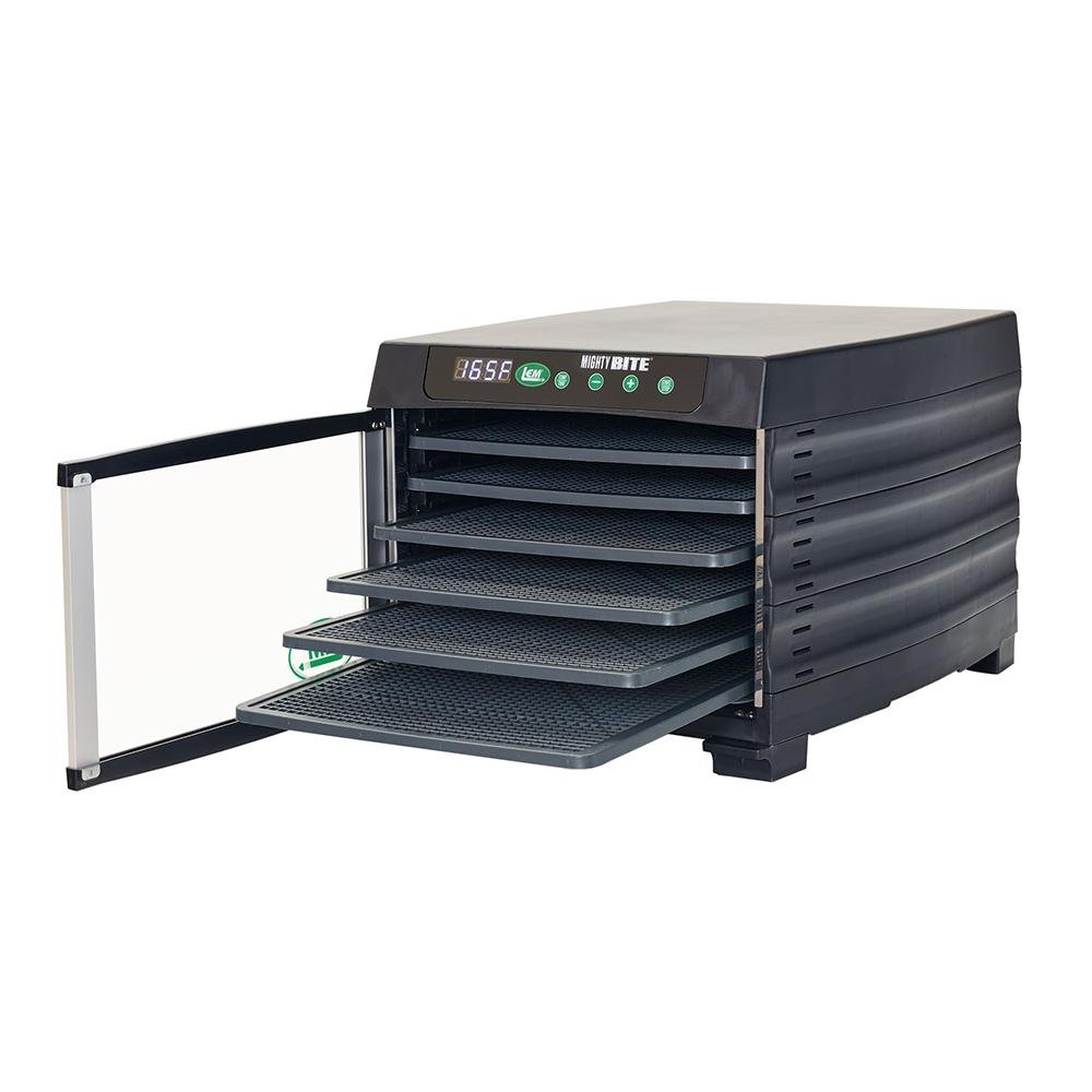 LEM MightyBite 6-Tray Dehydrator 800W, Adjustable Temp, Digital Timer - DNZ Products