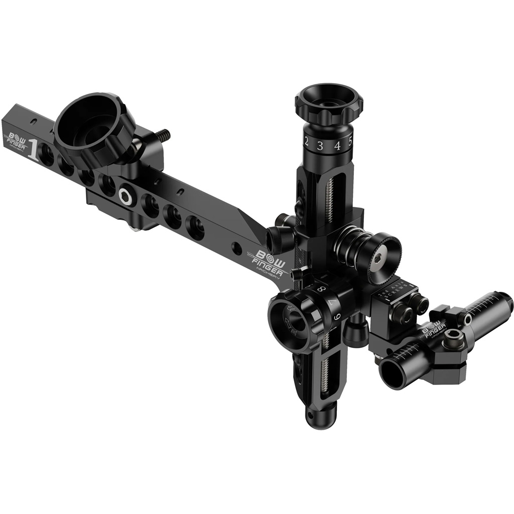 Bowfinger 6002RBLACK 1 V2 Sight RH Black, 2nd/3rd Axis, 6" Riser Bar