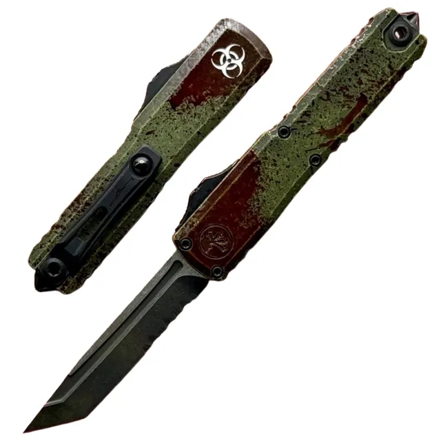 Microtech UTX-70 Gen IV 2.5 In Tanto Part Serrated Black Outbreak