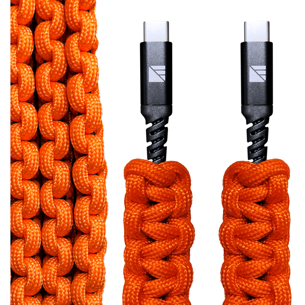 Dark Energy IND-CCC03HIVIS USB-C Cable 36" Orange 96W 480Mbps Paracord