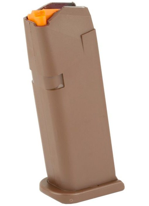 GLOCK MAGAZINE 9MM 15RD G19 FLAT DARK EARTH ORANGE FOLLOWER BULK
