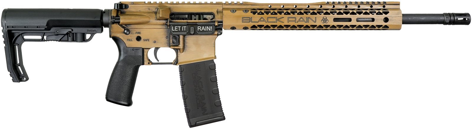 Black Rain FUSIONTEB 5.56 Rifle 16" Tigers Eye Battleworn 30rd MLOK