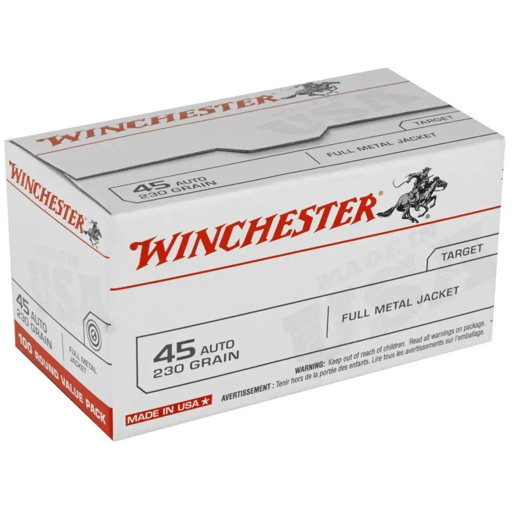 Winchester Ammo USA45AVP USA Target 45 ACP 230 gr Full Metal Jacket (FMJ) 100 Per Box/ 5 Cs - Winchester - FULL METAL JACKET
