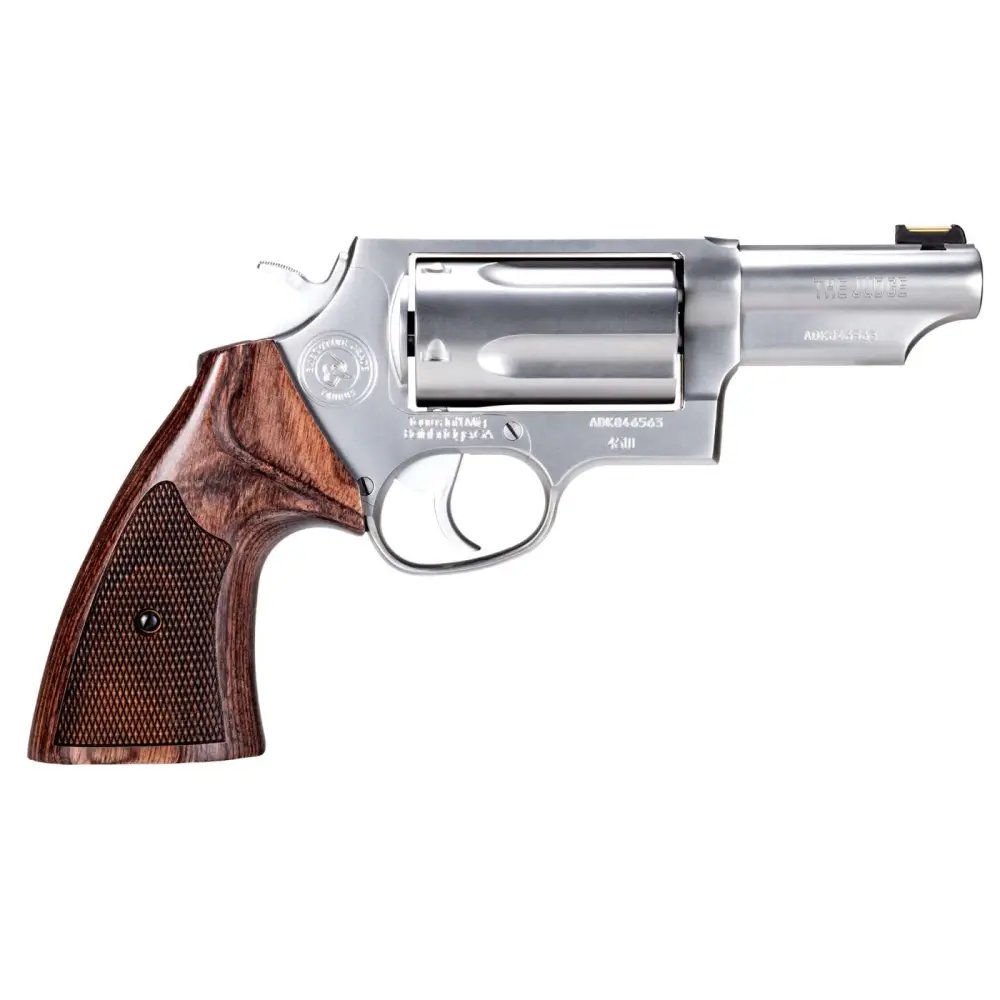 Taurus Judge Executive Grade Revolver - 45 Colt / 410 Gauge, 3" Barrel, 5-Round, Stainless Steel, Altamont Walnut Grips - Taurus International Manufacturing, Inc. - DA/SA