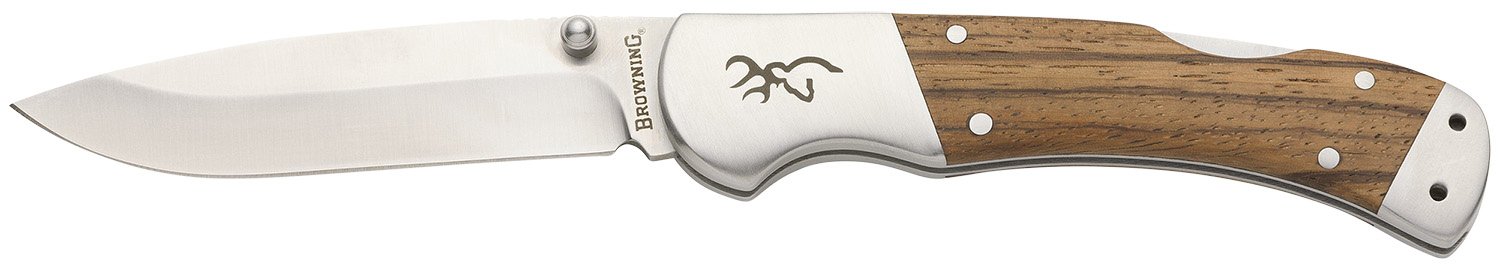 Sage Creek Large Zebra Wood Folder Knife: 3.5" Drop Point, Plain Edge