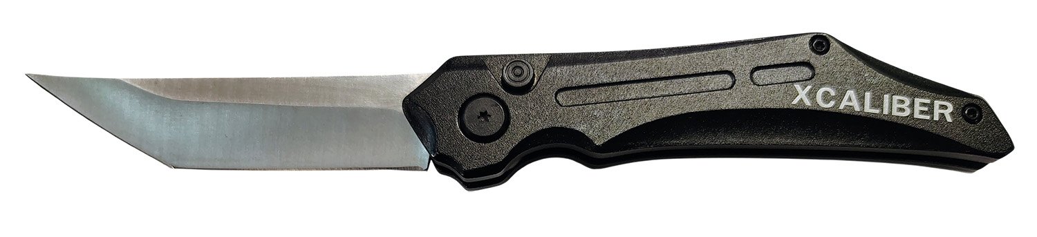 Xcaliber Switchblade Folding Tanto 3.5in D2 Steel Blade Black Aluminum Handle - XCALIBER - 728881687638 FLDR