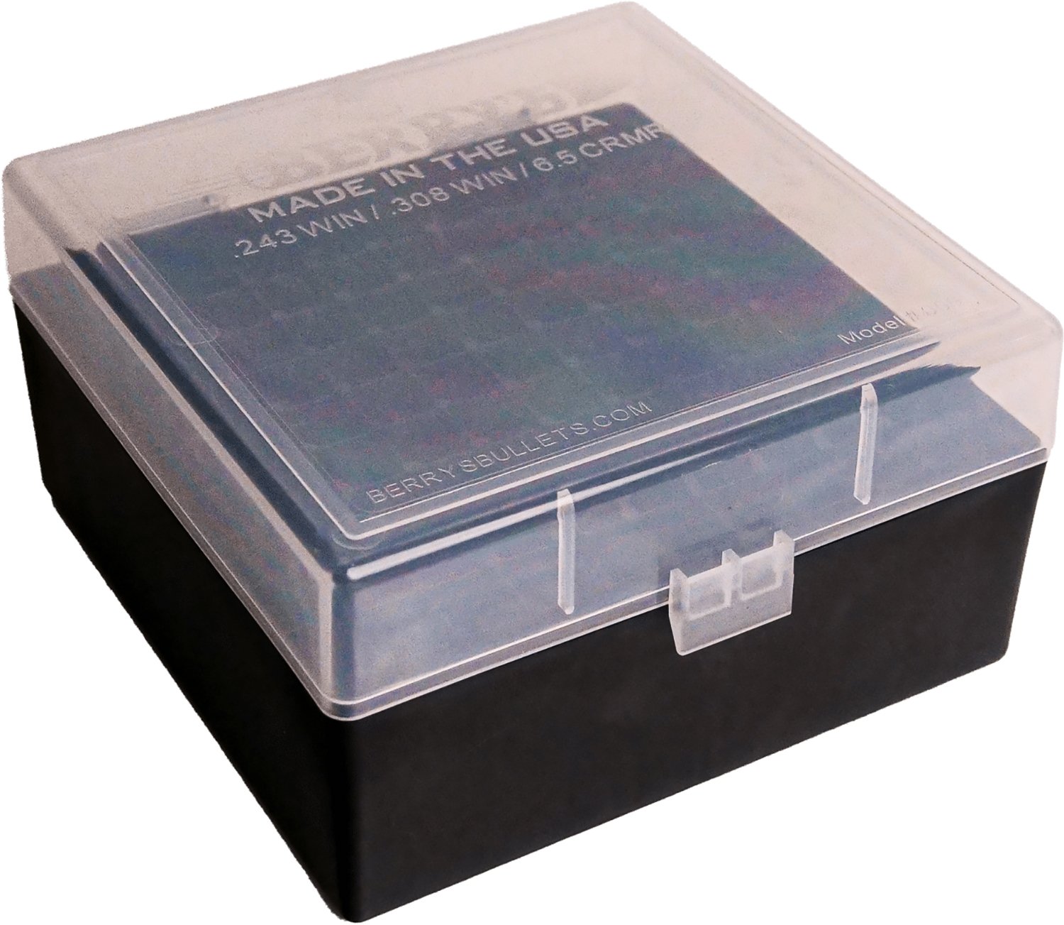 Berry's 009 Ammo Box .243/6.5/.308 Black with Clear Lid 100/ct - Berry's Mfg - AMMO BOX