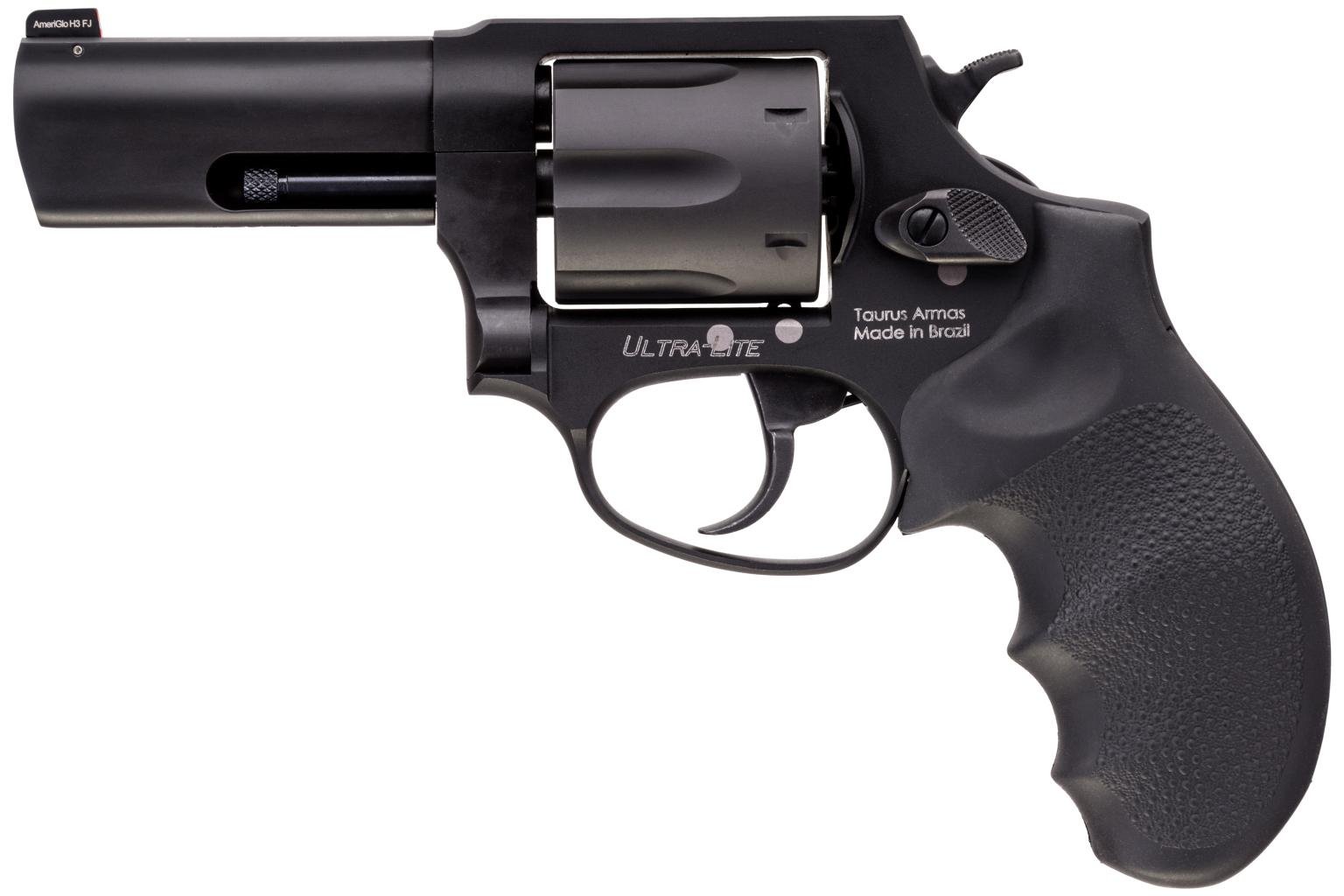 Taurus Defender 856 Ultra-Lite Revolver: 38 Special +P, 3" Barrel, 6 Rounds, Night Sight, Hogue Rubber Grip, Hard Anodize Black Finish