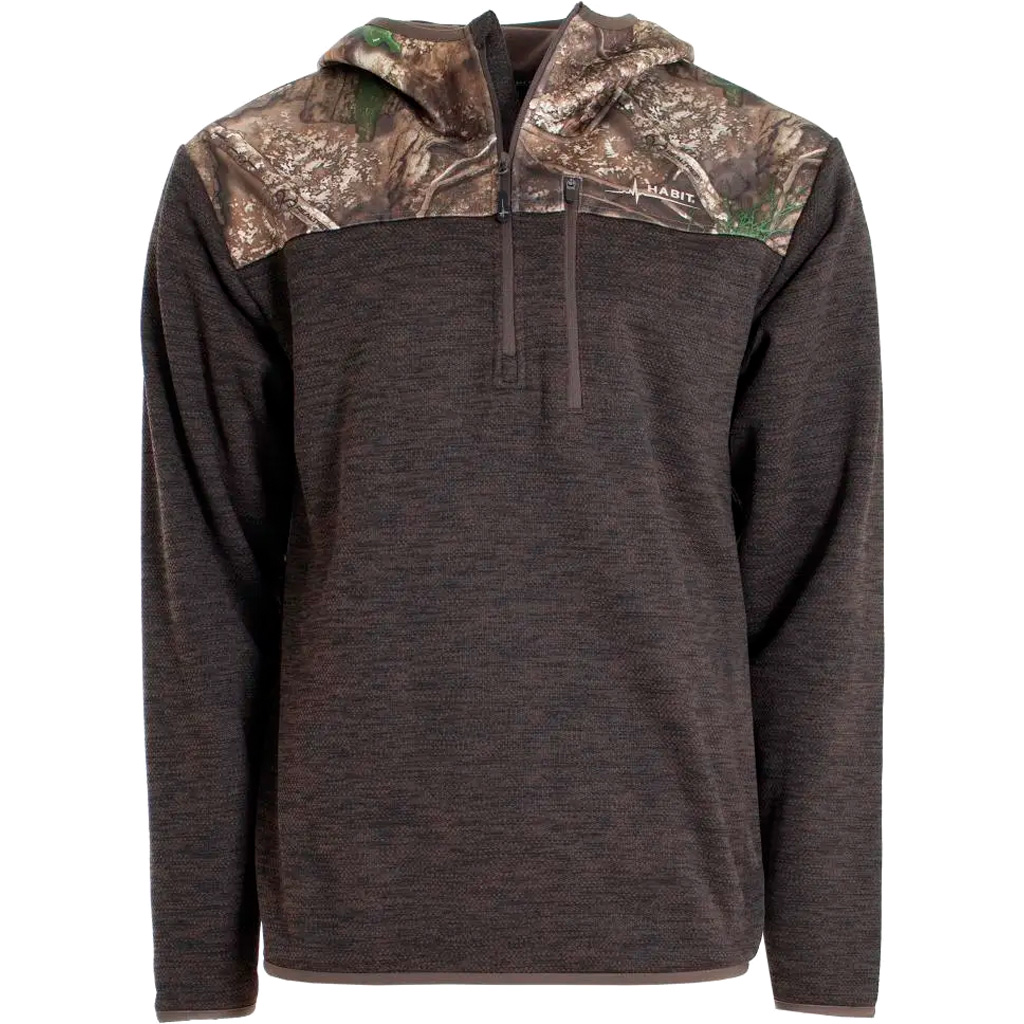 Habit FJ10084-R-8-6-L-3Q6 Men's 1/4 Zip Hooded Fleece Pullover L Realtree APX