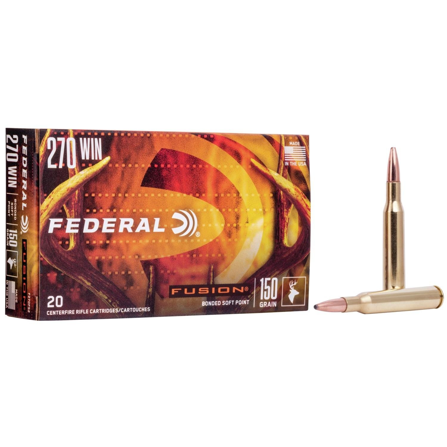 Federal F270FS2 Fusion 270Win 150gr Bonded Soft Point 20 Per Box/10 Case - Federal Premium Ammunition - BONDED SOFT POINT