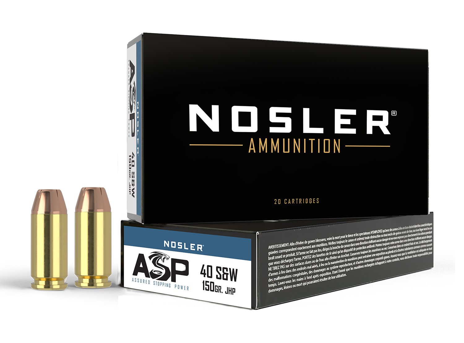 Nosler 51181 40 S&W 150 Grain Jacketed Hollow Point 50 Rounds Box