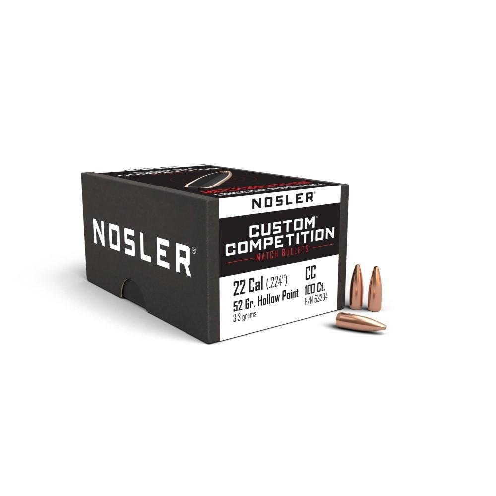 Nosler Custom Competition .22 Caliber .224 52 Grain HPBT 100 Count