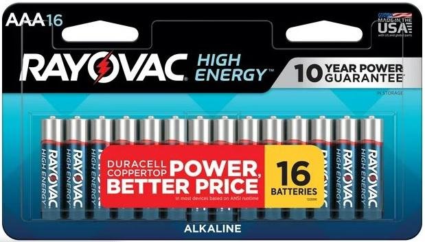 ENERG. 824-16LTK Rayovac High Energy AAA Batteries 16-Pack