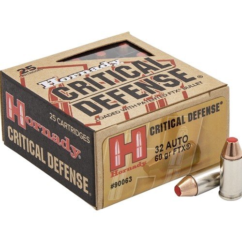 Hornady 90063 Critical Defense 32 ACP 60 gr FTX 25 Per Box/ 10 Cs