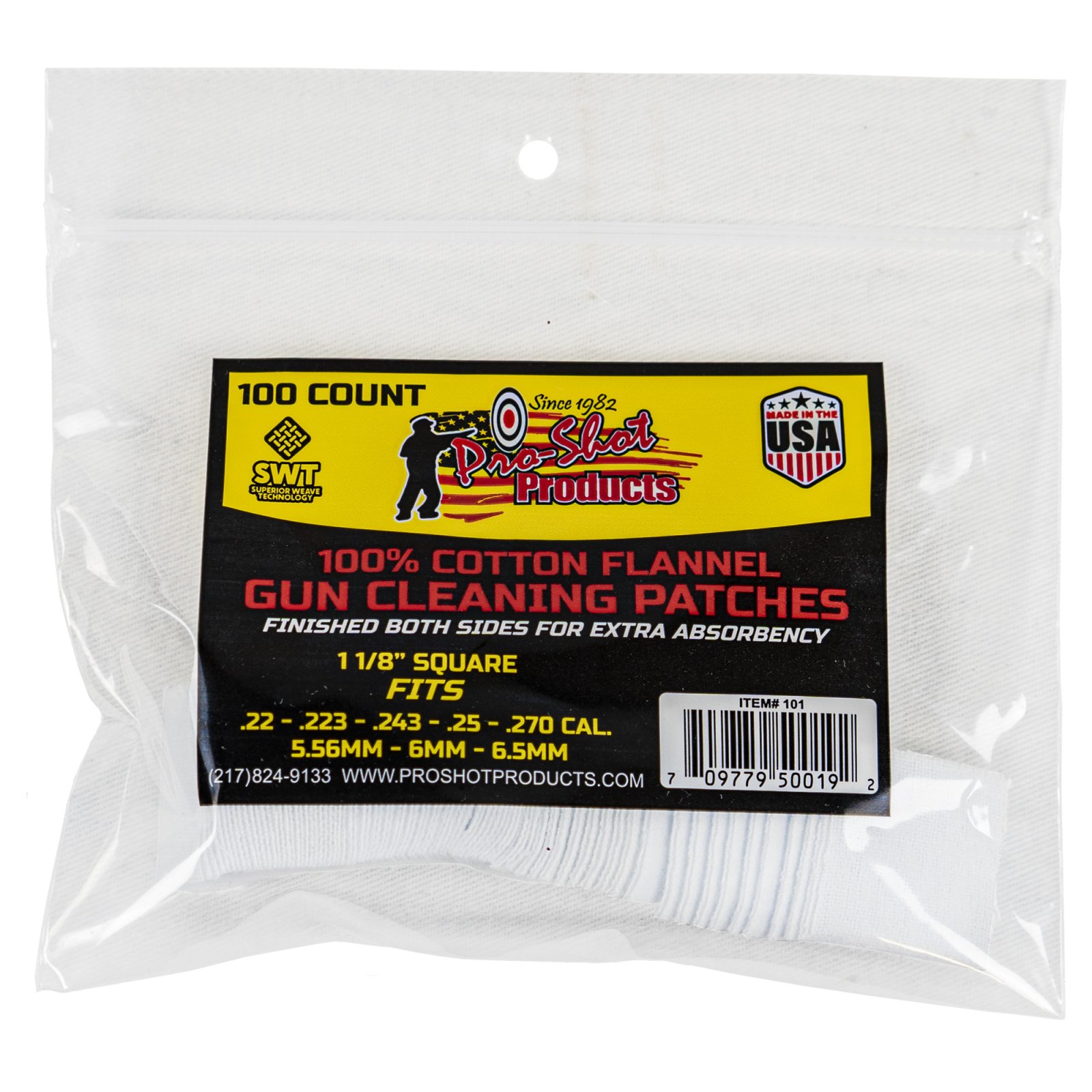 Buy PRO-SHOT PRODUCTS 22-270 Caliber 100 Count Cleaning Patches (101) online
