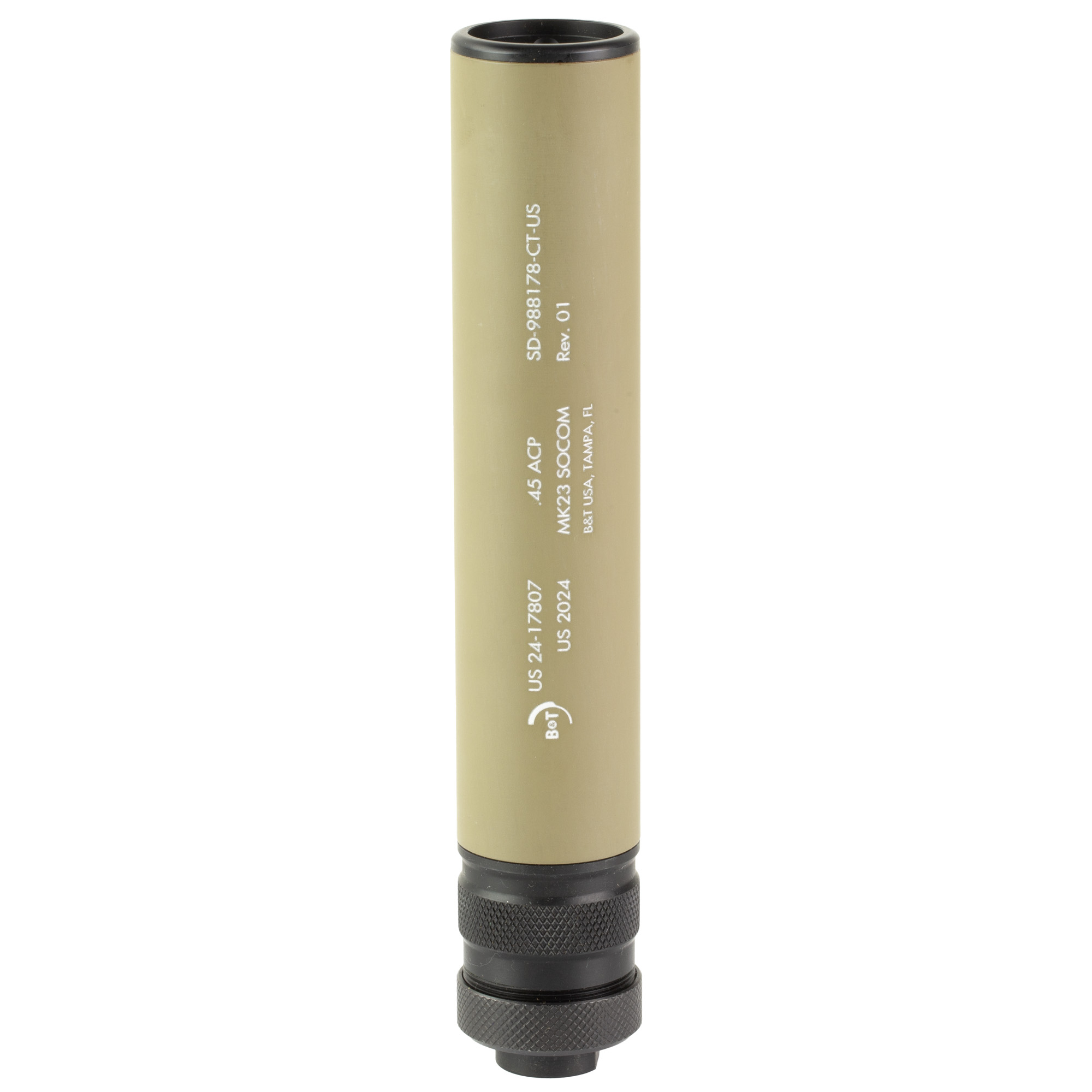 B&T USA SD-987900-CT-US Pistol Suppressor 45 ACP Black Steel Anodized