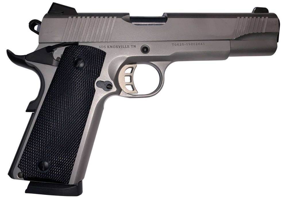 Tisas 1911DSS45 1911 Duty 45 ACP Caliber with 5" Barrel, 8+1 Capacity, Overall Stainless Steel Finish, Beavertail Frame, Serrated Slide & Black Polymer Grip