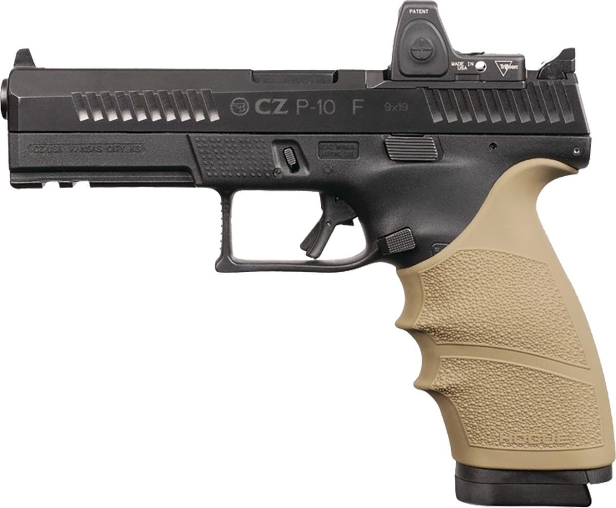 Hogue HandAll Beavertail Grip Sleeve CZ P-10 Full Size 9mm - FDE - Hogue - 9mm