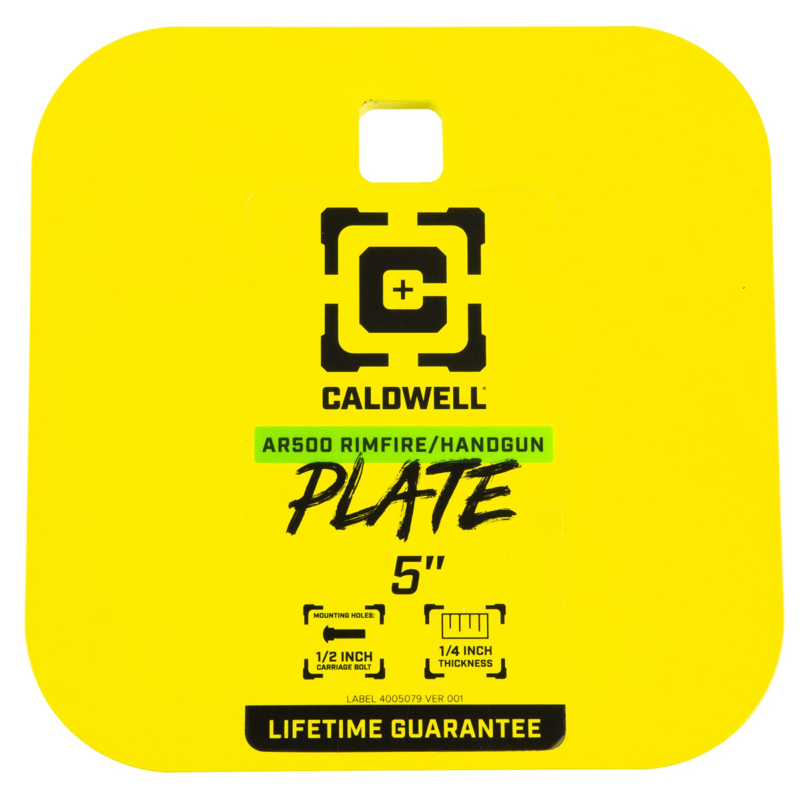 Caldwell 4002311 AR500 5" Gong Target 1/4" Steel Rimfire/Handgun