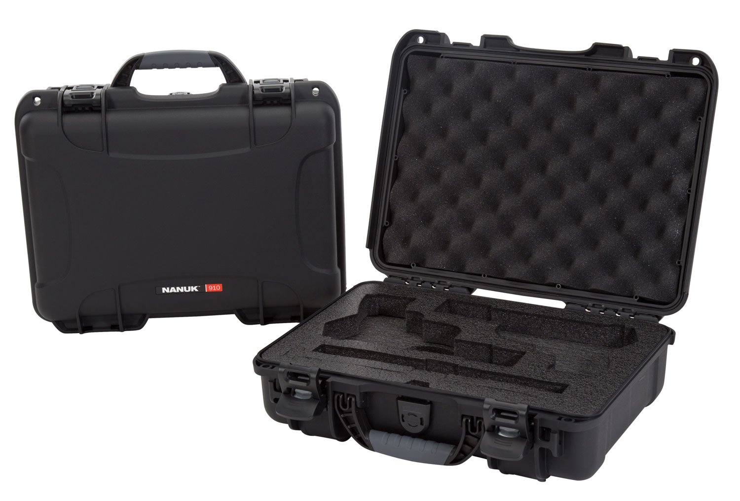 Nanuk 910CLASG1 910 Classic 2 Up Pistol Case Black Polymer Foam Latches - Nanuk - BLACK